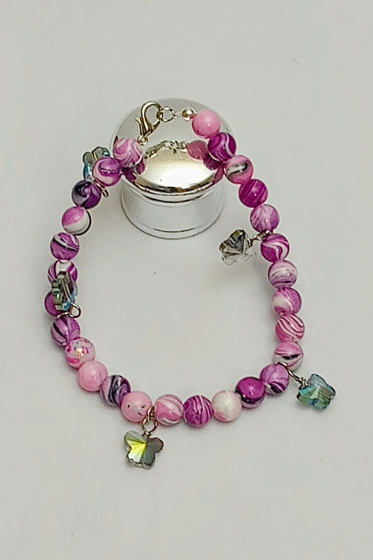 Lavender Butterfly Charm Bracelet