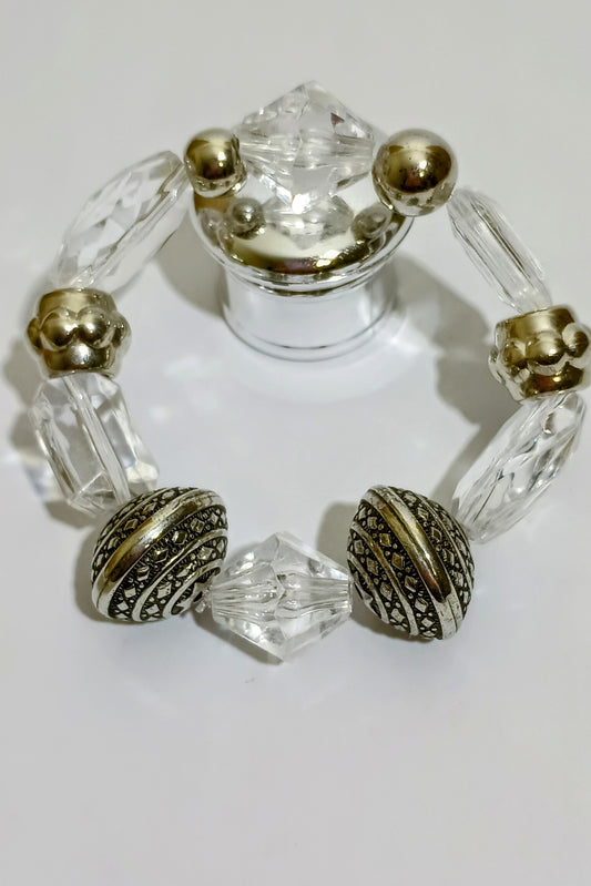 Clear And Pewter Bracelet