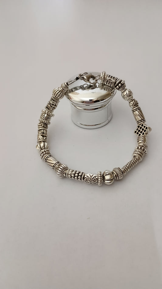 Engraved Silver-Like Bracelet