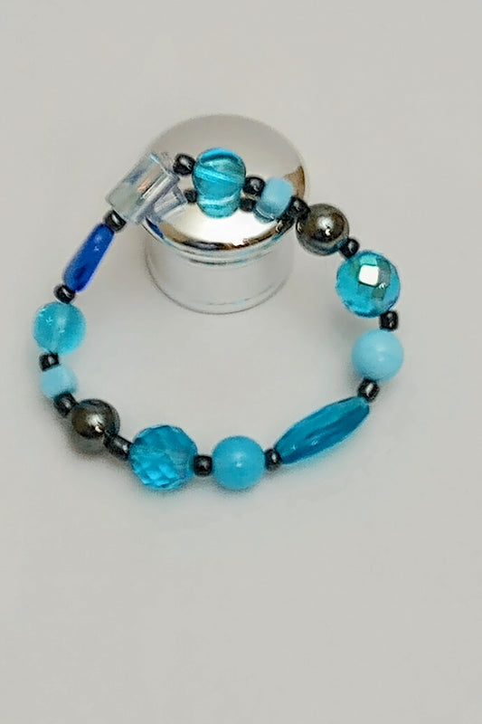 Round Beaded Bracelet (Blue)