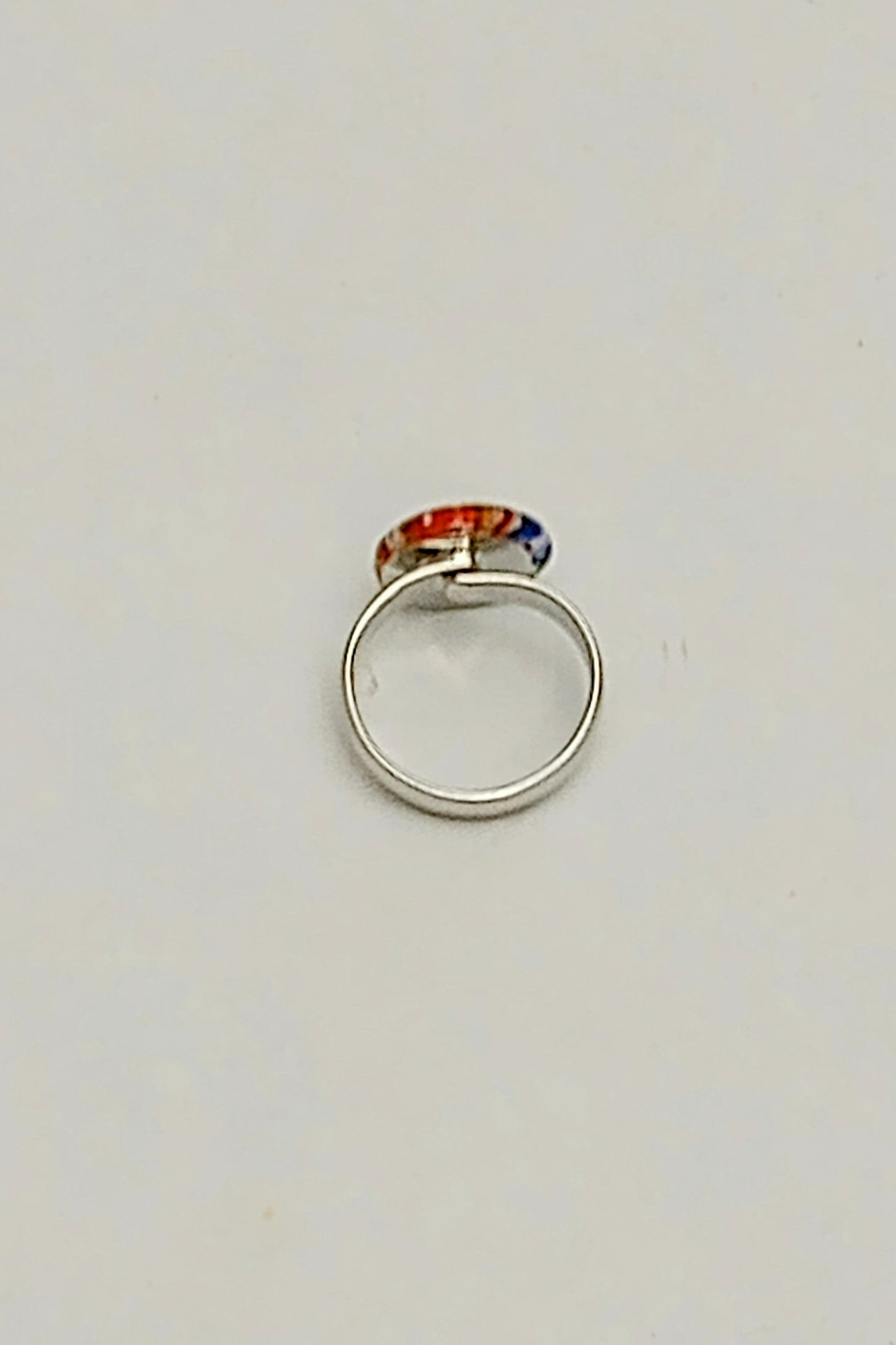 Silver-Tone Adjustable Dome Glass Ring (Multi-Color)