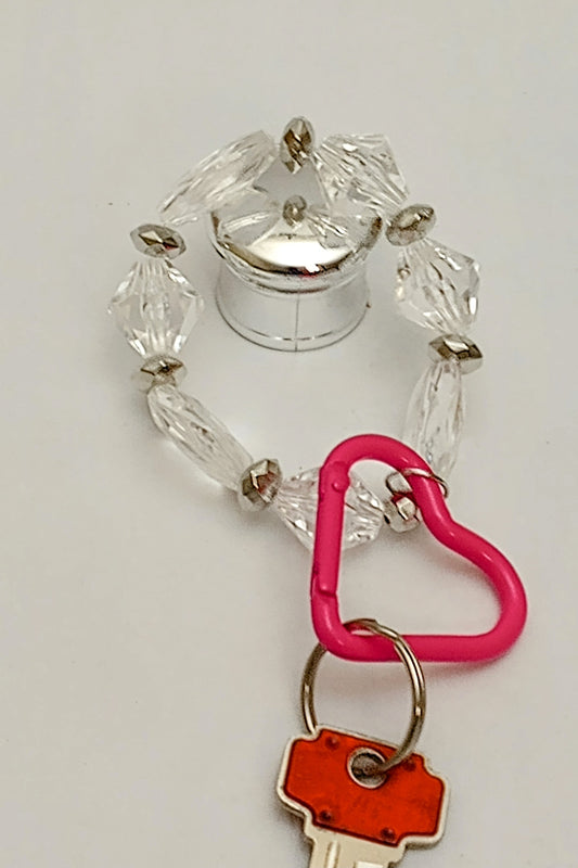 Hot Pink Heart Bracelet Key Chain