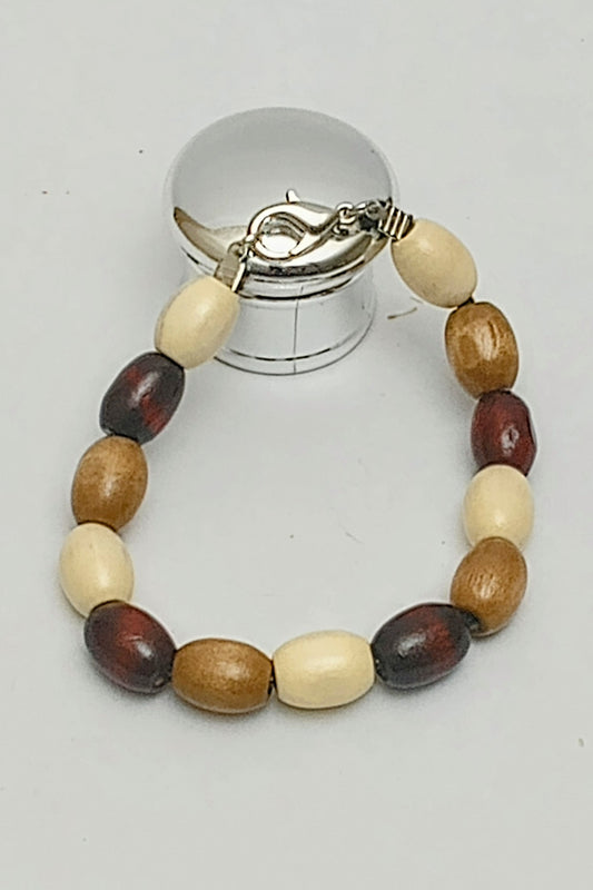 Multi-Shade Wood Bead Bracelet