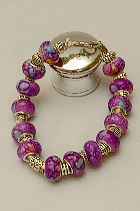 Pewter & Purple Orbit Bead Bracelet