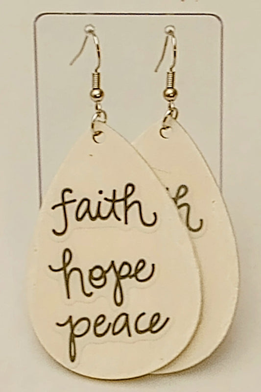 Large Wooden Teardrop (Faith Hope Peace)