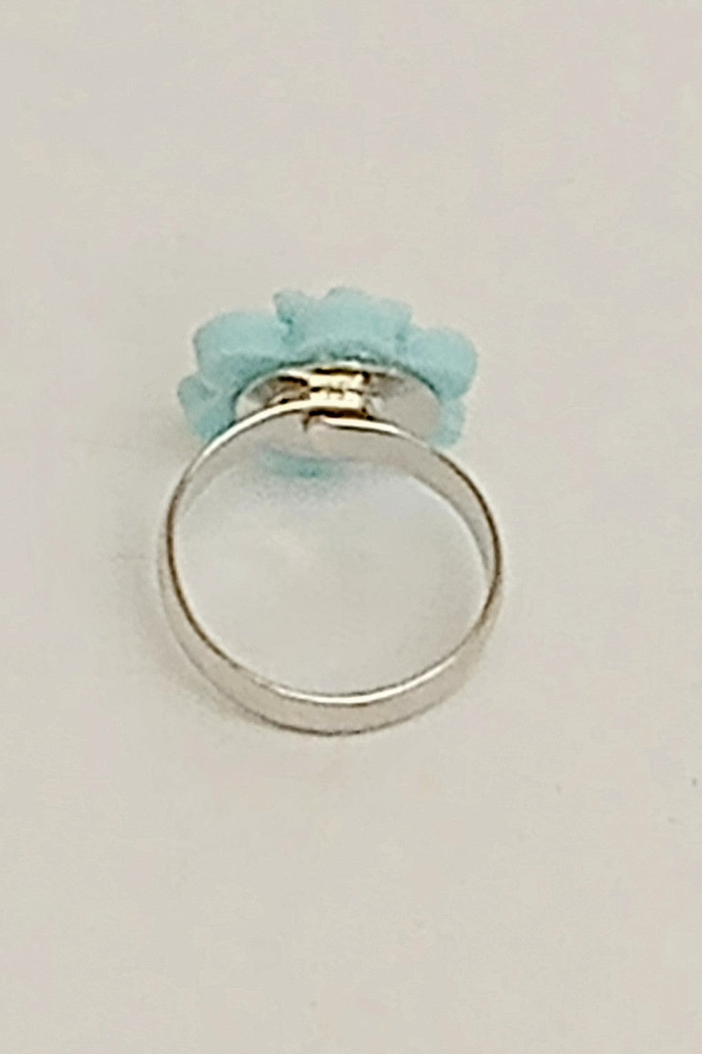 Silver-Tone Adjustable Flower Ring (Sky Blue)